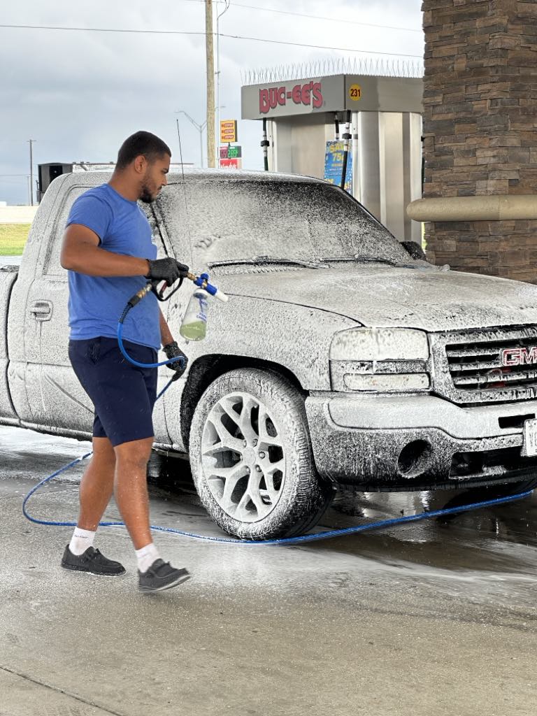 Porsche undergoing ceramic coating at SkyRides Auto Care in Killeen, TX